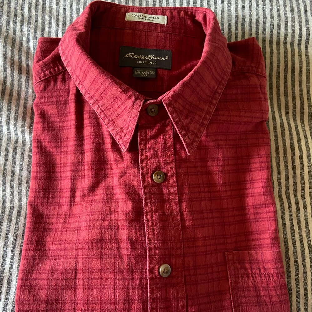 Eddie Bauer short sleeve corded chambray, size XXL